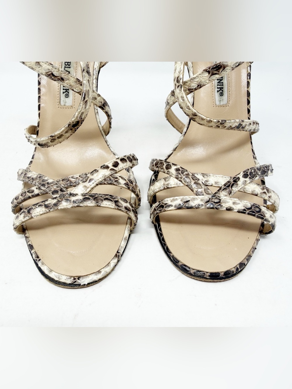 Manolo Blahnik Snakeskin Strappy Sandal Heels Womens EU 36.5 - Picture 3 of 10